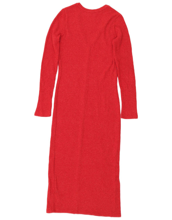 Женское платье-джемпер с длинными рукавами Zara UK 10, маленькое красное полиэстер