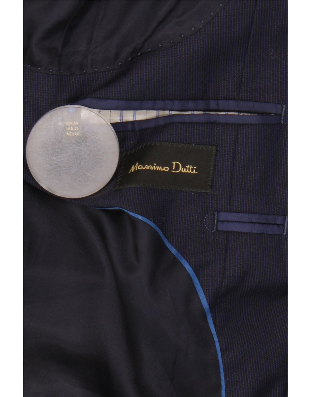 Мужской пиджак Massimo Dutti на 2 пуговицах EU 54 XL темно-синий из шерсти