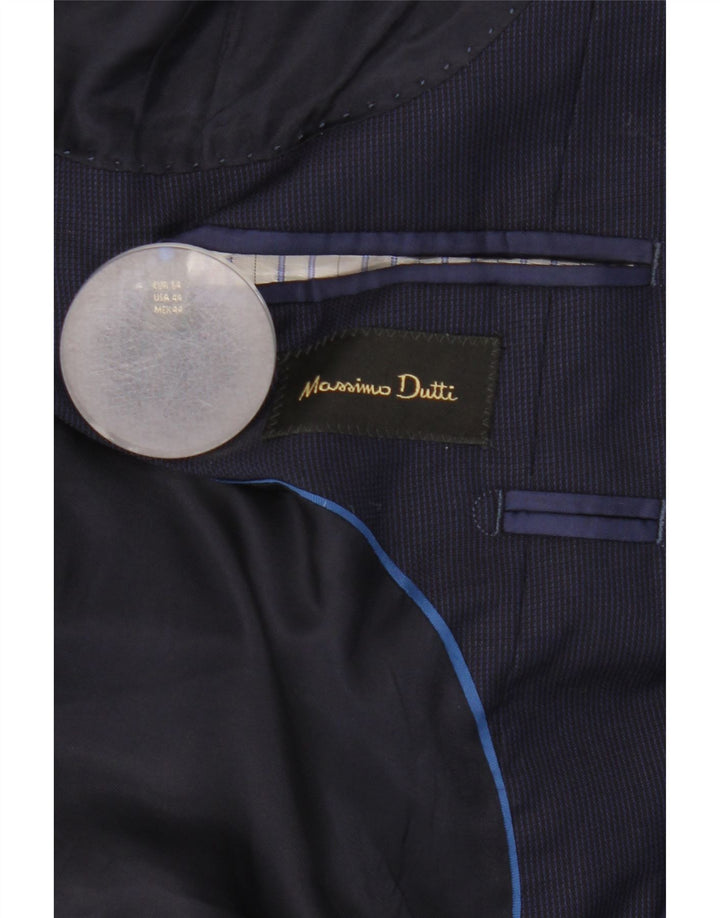 Мужской пиджак Massimo Dutti на 2 пуговицах EU 54 XL темно-синий из шерсти
