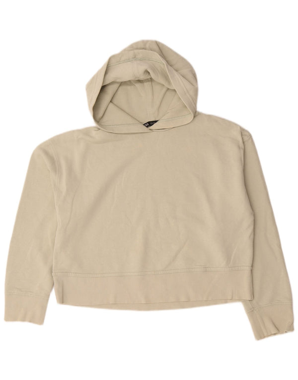 Женский укороченный джемпер с капюшоном оверсайз Zara UK 10, маленький белый, хлопковый