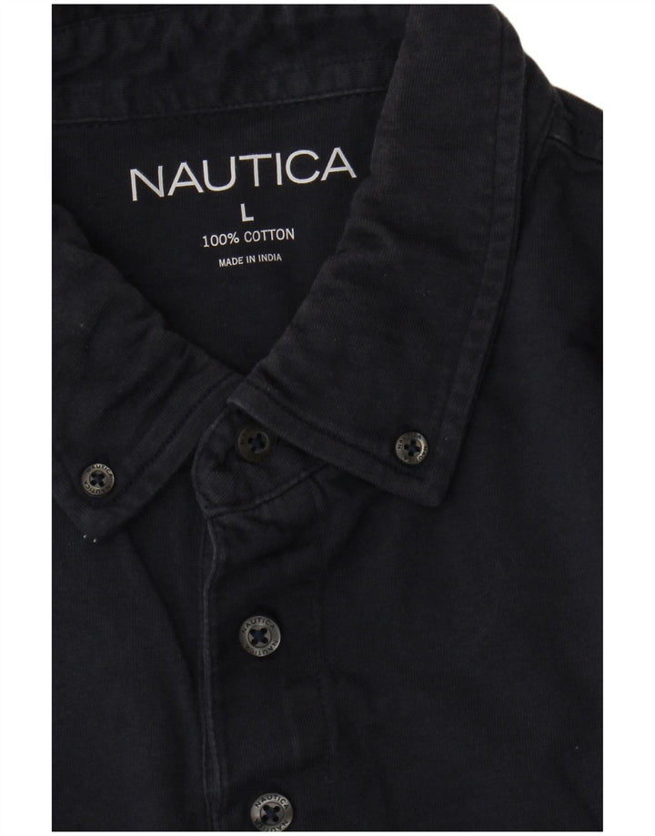 NAUTICA Mens Polo Shirt Large Navy Blue Cotton