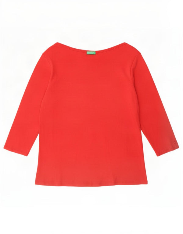 Benetton Womens Top 3/4 Sleeve UK 18 XL Red Cotton