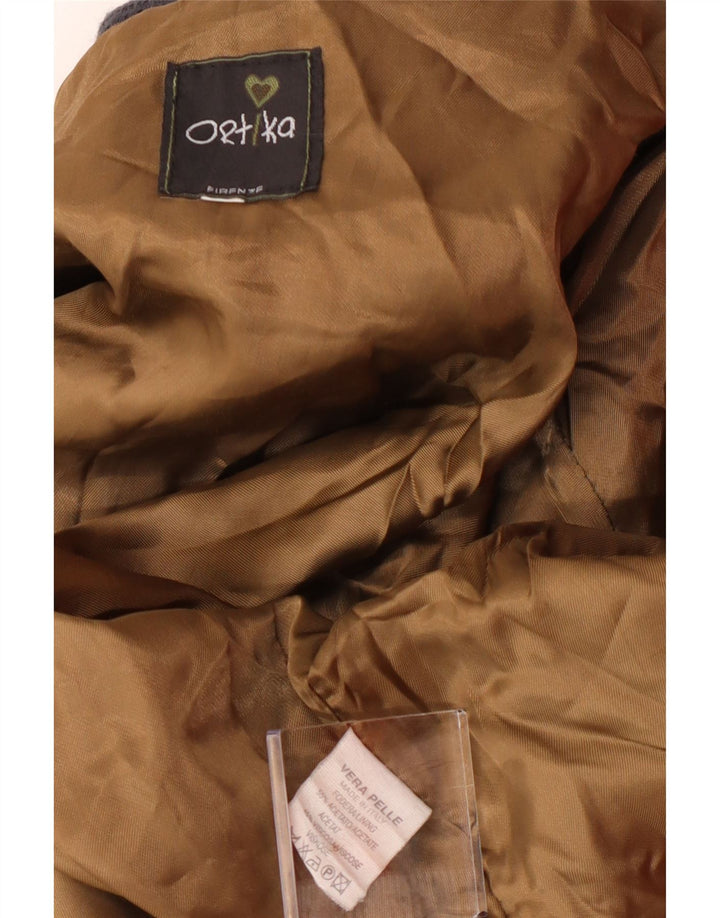 Винтажная мужская кожаная куртка-бомбер UK 36, маленькая серая кожаная