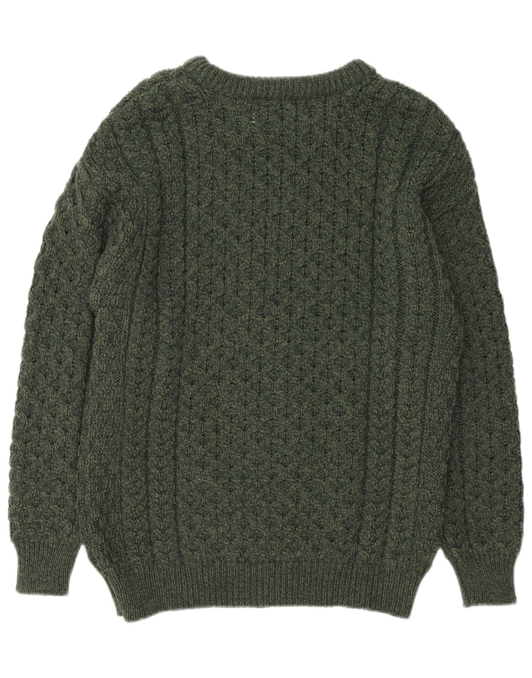 Мужской джемпер с вырезом лодочкой Aran Crafts, свитер среднего зеленого цвета из мериносовой шерсти