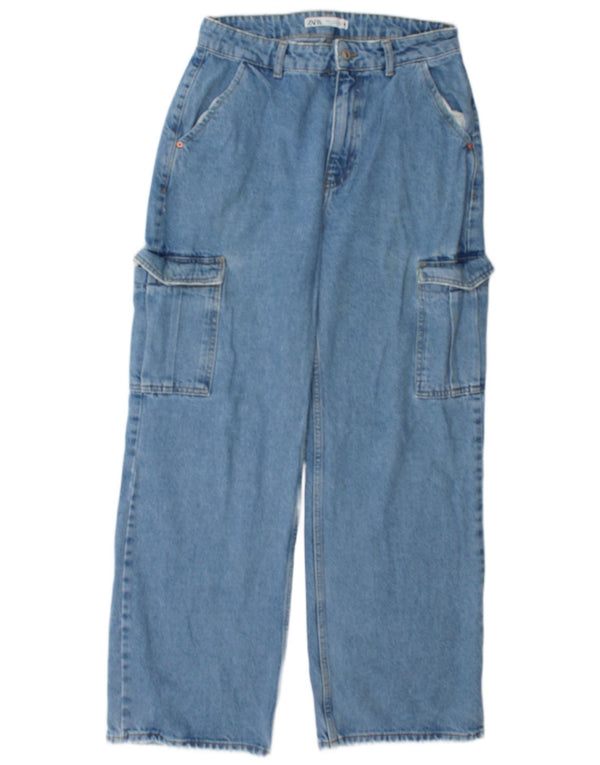 Женские свободные джинсы карго Zara EU 40, средние W30 L30, синие, хлопок