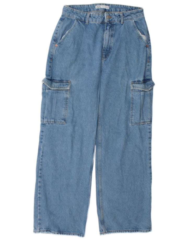 Женские свободные джинсы карго Zara EU 40, средние W30 L30, синие, хлопок
