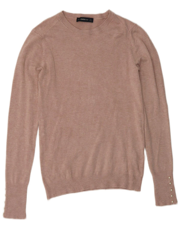 Женский джемпер с вырезом «лодочка» Zara UK 12, средний розовый вискоза