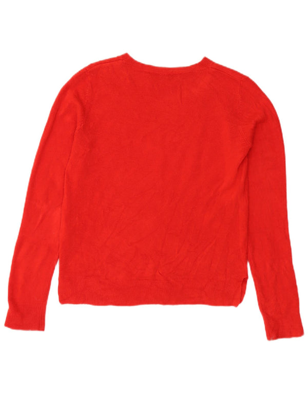 Marks & Spencer Womens Boat Neck Jumper Sweater UK 10 Small Red Acrylic
