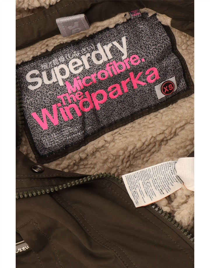 Женская куртка Superdry The Windparka с капюшоном UK 6 XS, зеленый полиэстер