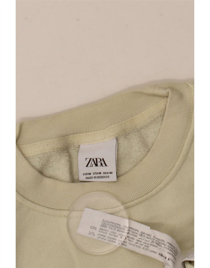 Мужской свитшот свободного кроя Zara с рисунком, хлопковый джемпер среднего бежевого цвета