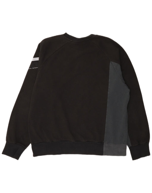 Мужской свитшот с рисунком Lotto, большой черный хлопковый джемпер с цветными блоками