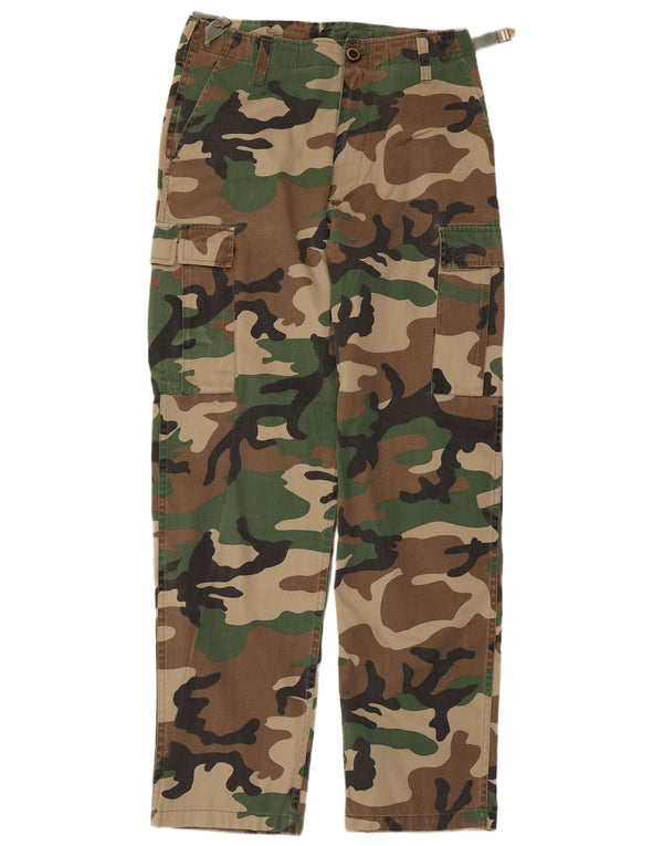 ВИНТАЖНЫЕ мужские брюки карго среднего размера W32 L31, камуфляжный полиэстер цвета хаки