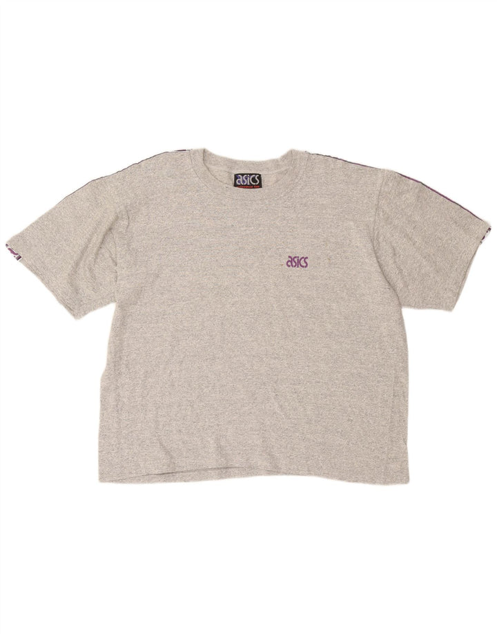 Женская футболка оверсайз с графическим рисунком ASICS Top UK 16, большой серый хлопок с крапинками