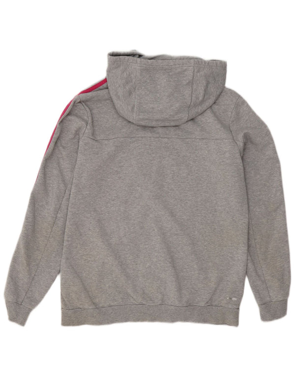 Женский свитер с капюшоном на молнии Adidas UK 16/18, большой серый хлопок с крапинками