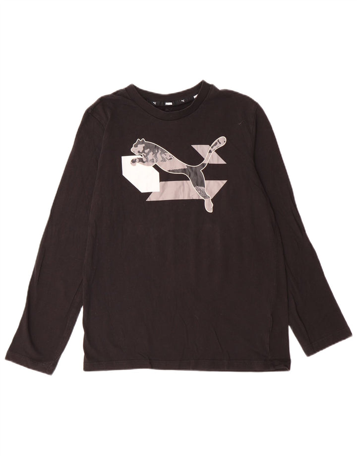 Топ с рисунком Puma для мальчиков с длинными рукавами, 13-14 лет, черный