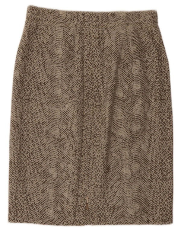 Винтажная женская юбка-карандаш IT 44 Medium W26 Бежевая шерсть с животным принтом