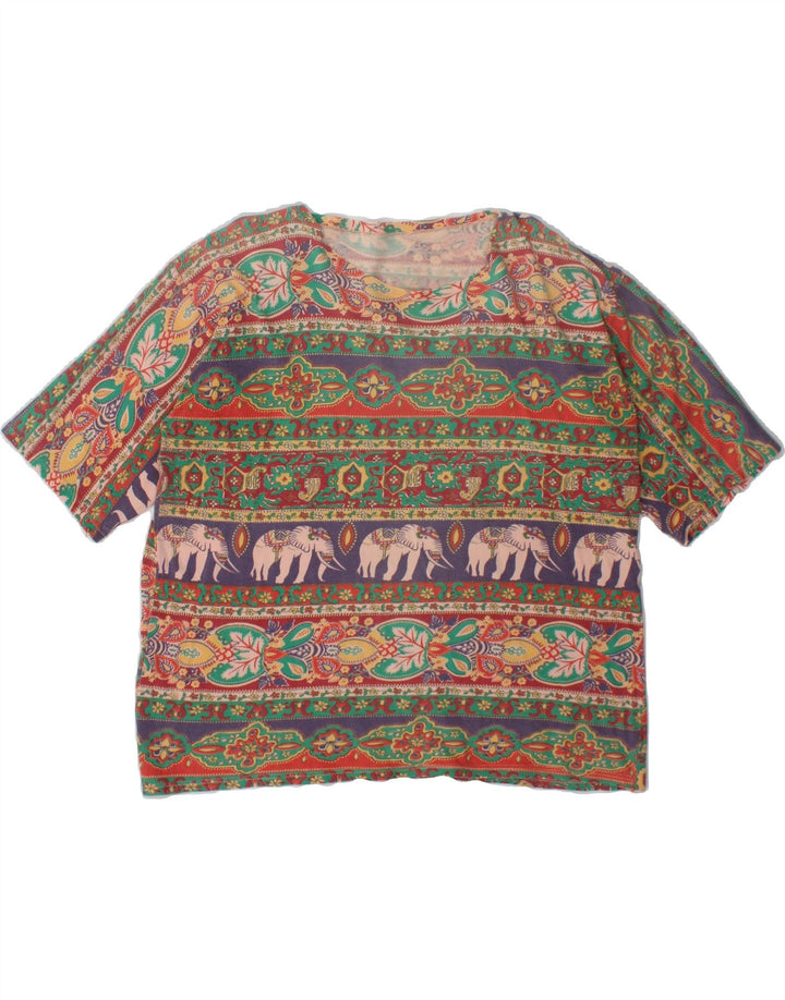 VINTAGE Womens Crop Abstract Pattern Blouse Top UK 14 Medium Multicoloured Vintage Vintage and Second-Hand Vintage from Messina Hembry 