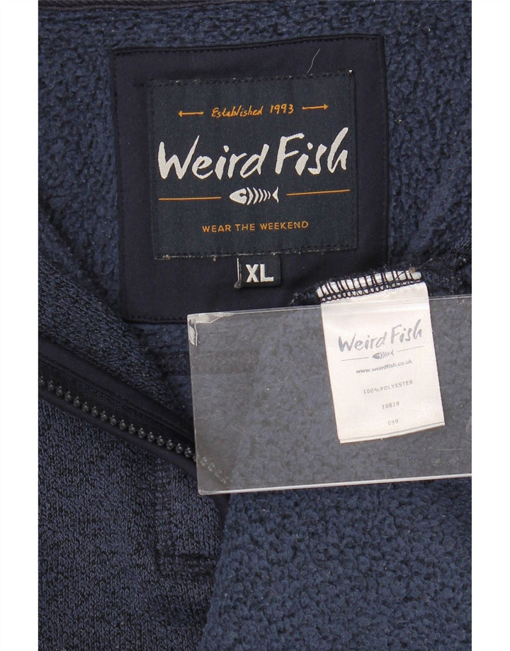 Мужской свитшот с воротником на молнии Weird Fish, джемпер XL, темно-синий, полиэстер с крапинками