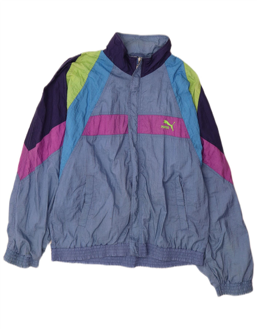 Мужской спортивный костюм PUMA, верхняя куртка, средний синий, полиамид с цветными блоками