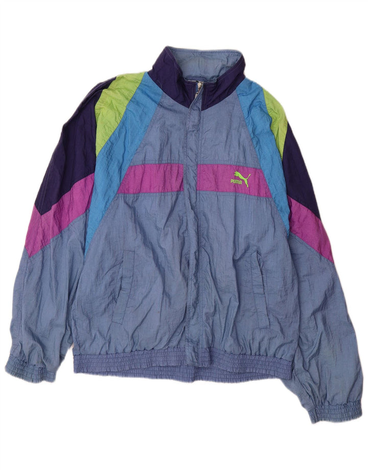 Мужской спортивный костюм PUMA, верхняя куртка, средний синий, полиамид с цветными блоками