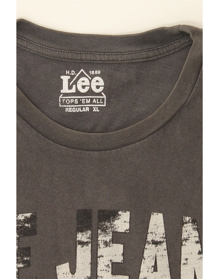 LEE Mens Regular Graphic T-Shirt Top XL Grey Cotton Vintage Lee and Second-Hand Lee from Messina Hembry 