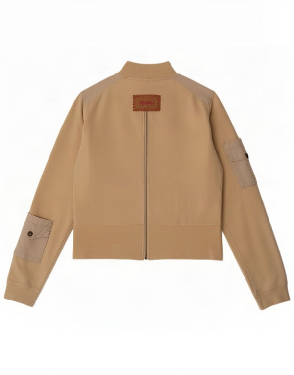 Guru Womens Utility Jacket UK 12 Medium Beige Colourblock Cotton