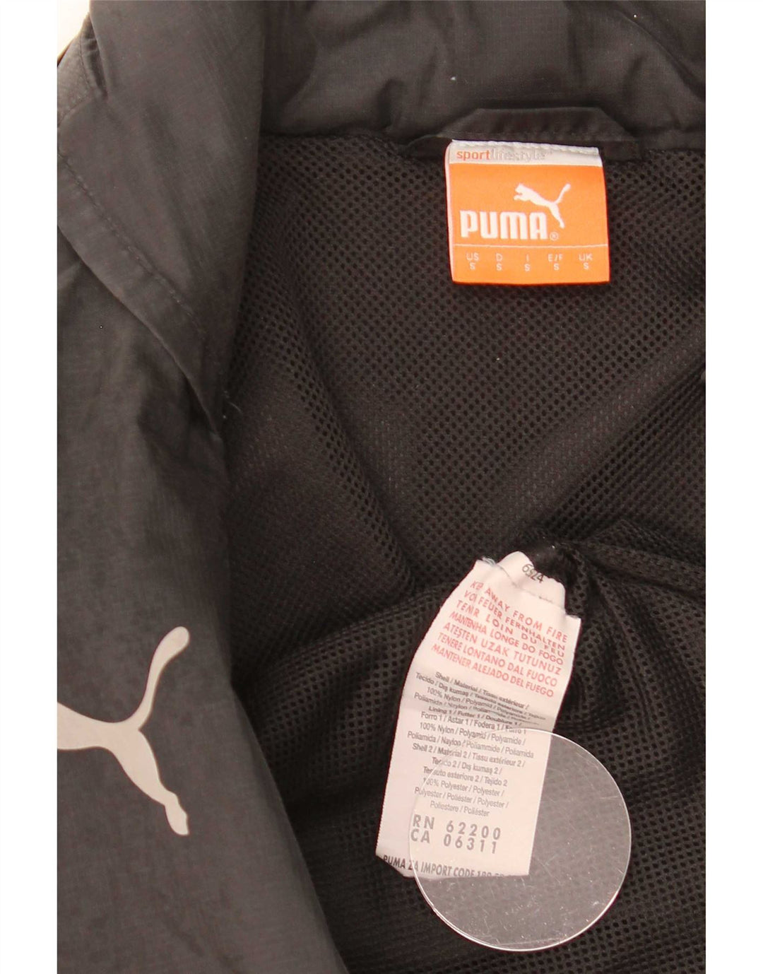 Мужская дождевик с капюшоном Puma UK 36, маленький черный нейлон