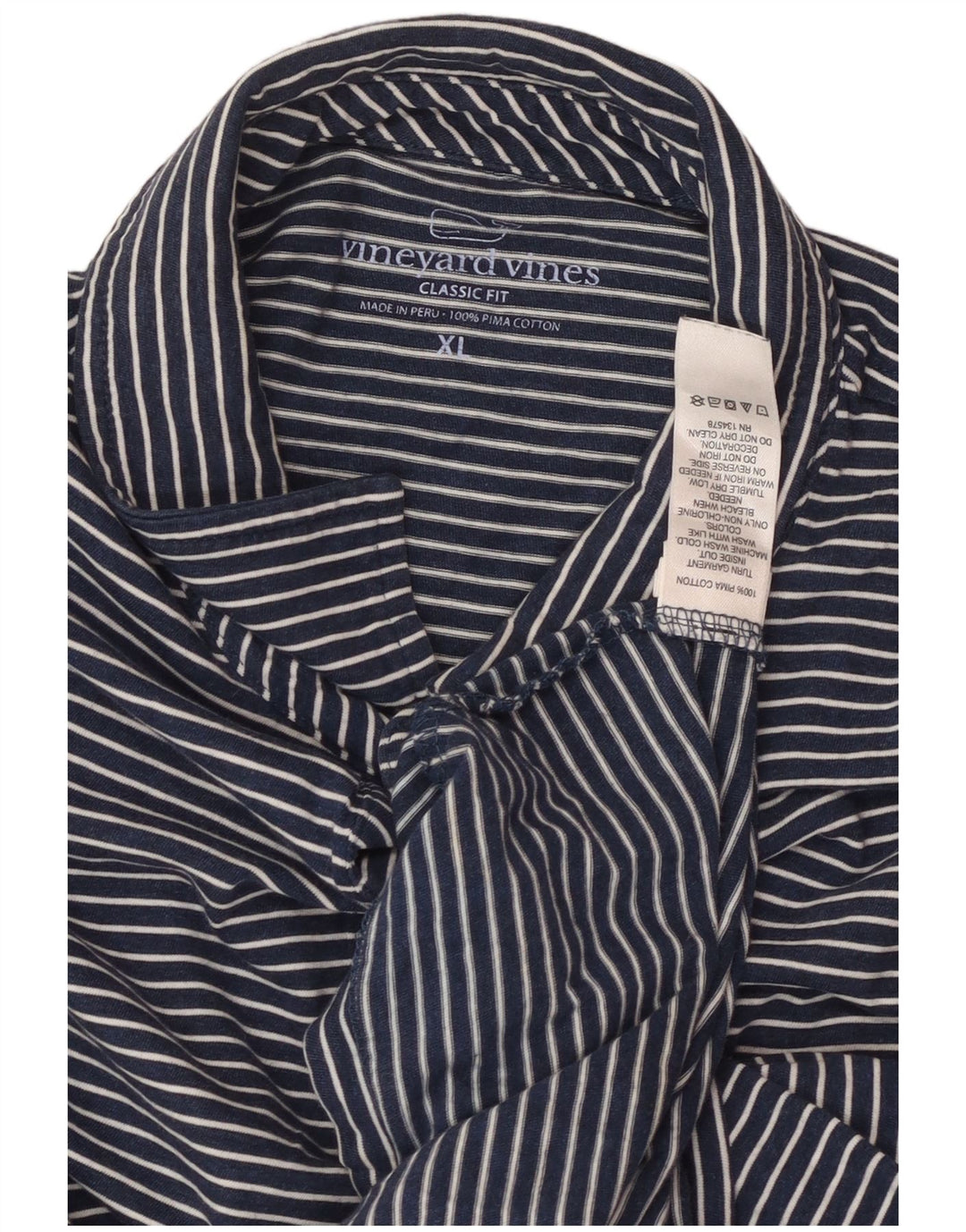 VINEYARD VINES Мужская рубашка-поло классического кроя XL темно-синего цвета в тонкую полоску, хлопок