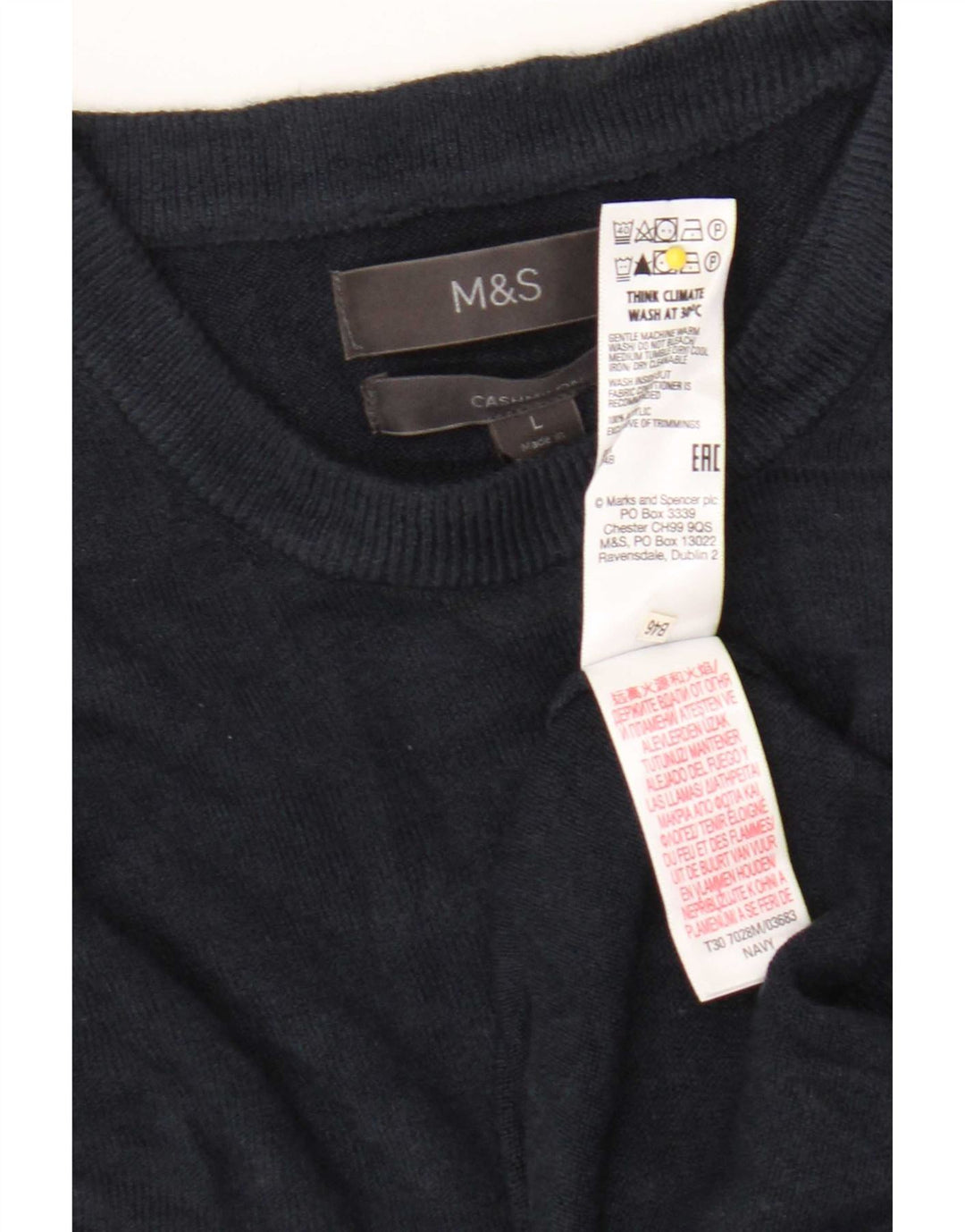 Мужской джемпер с круглым вырезом Marks & Spencer, большой темно-синий акрил