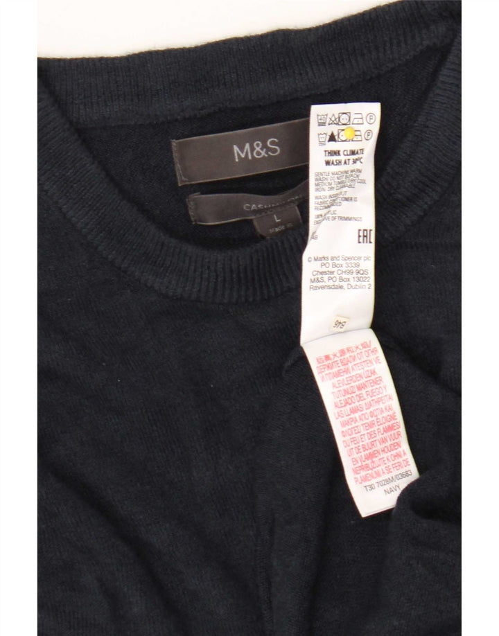 Мужской джемпер с круглым вырезом Marks & Spencer, большой темно-синий акрил
