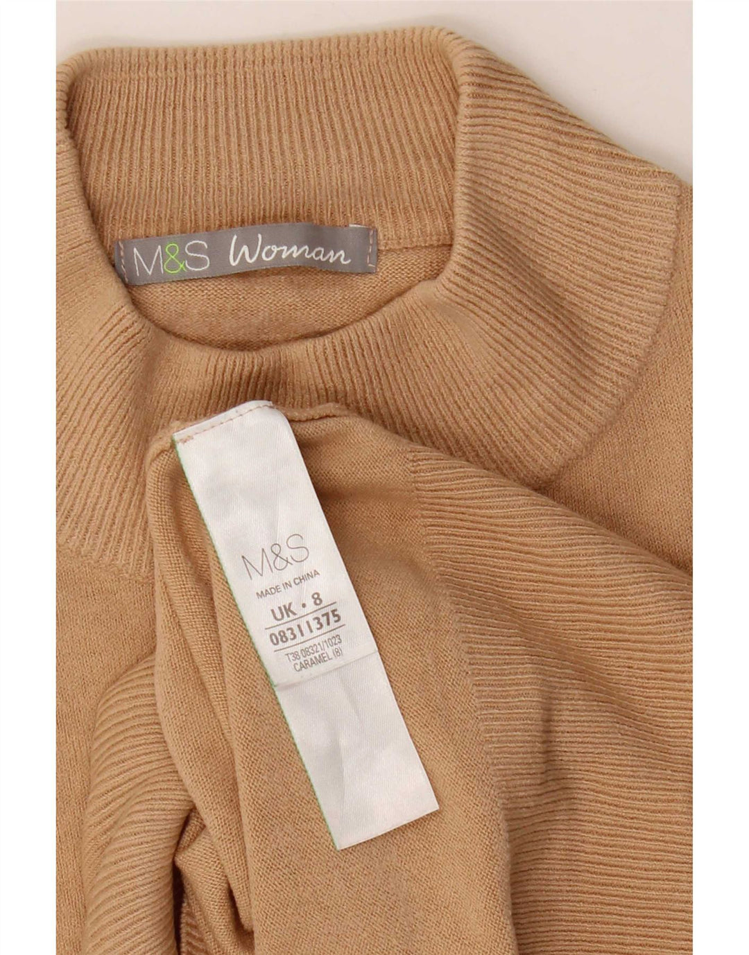 Женский джемпер с высоким воротником Marks & Spencer, Великобритания, 8, маленький, бежевый, акрил