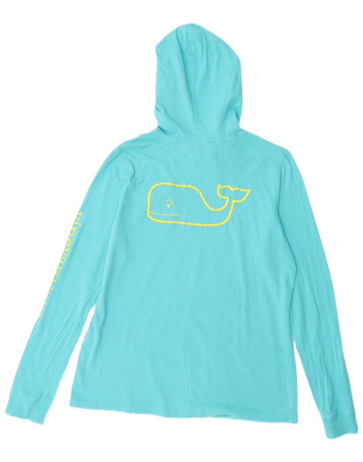 VINEYARD VINES Женский топ с капюшоном и графическим рисунком, с длинными рукавами, Великобритания, 10, маленький синий