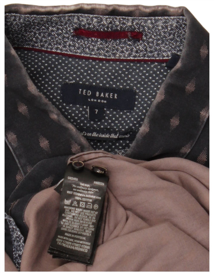 Мужская рубашка TED BAKER, размер 7, 3XL, темно-синяя, хлопок с геометрическим рисунком