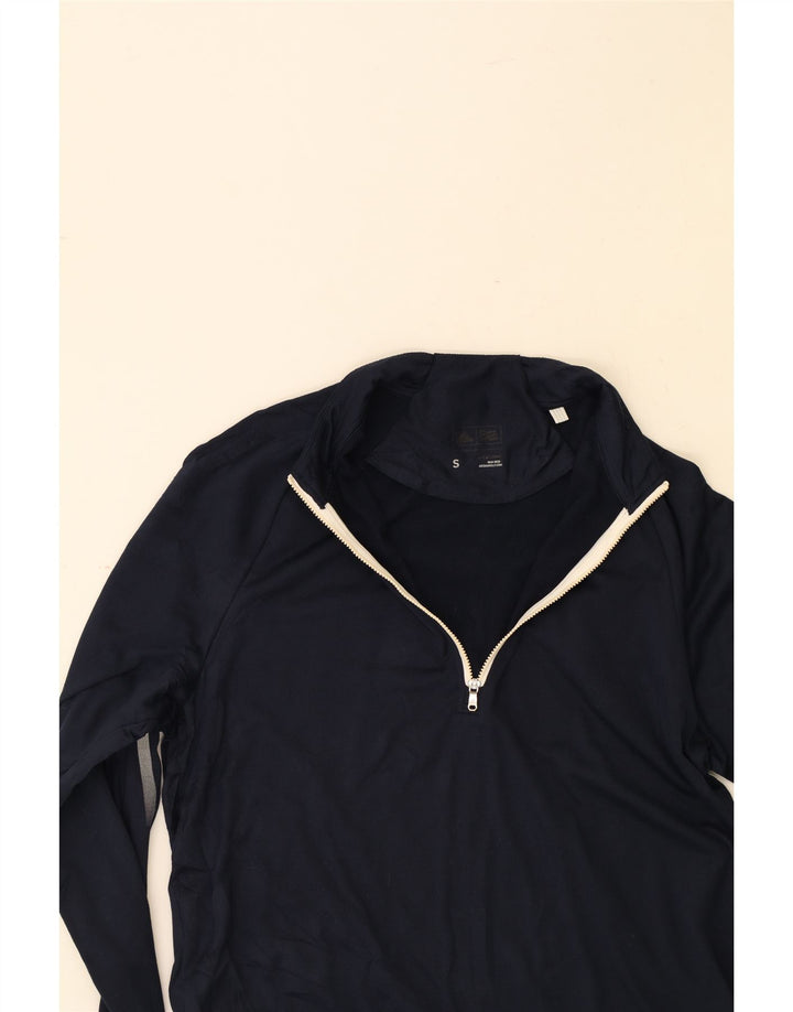 ADIDAS Mens Zip Neck Pullover Tracksuit Top Small Navy Blue Polyester Vintage Adidas and Second-Hand Adidas from Messina Hembry 