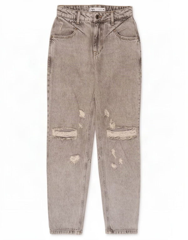 Женские зауженные джинсы с высокой талией Zara EU 32 2XS W22 L27 Серые