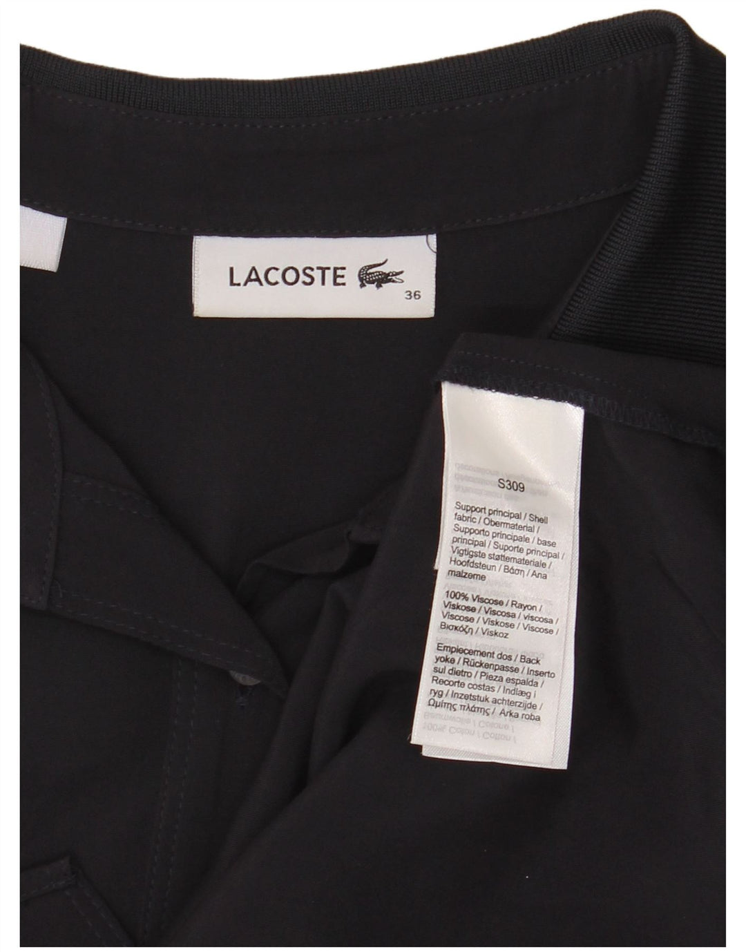 Женская рубашка Lacoste, размер 36, маленькая, черная, вискоза