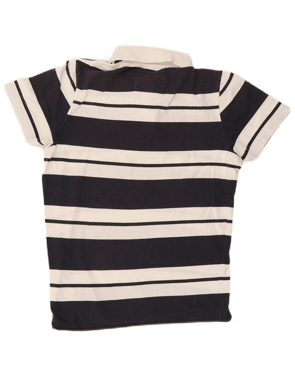 Hollister Mens Polo Shirt Medium Navy Blue Striped Cotton
