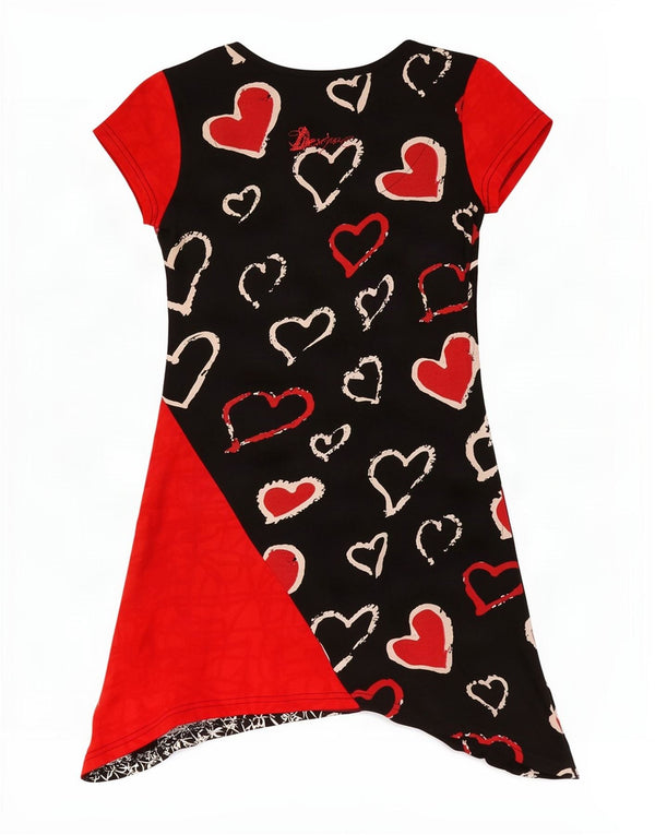 Женское асимметричное платье с рисунком Desigual UK 10, маленькое черное сердце с цветочным принтом