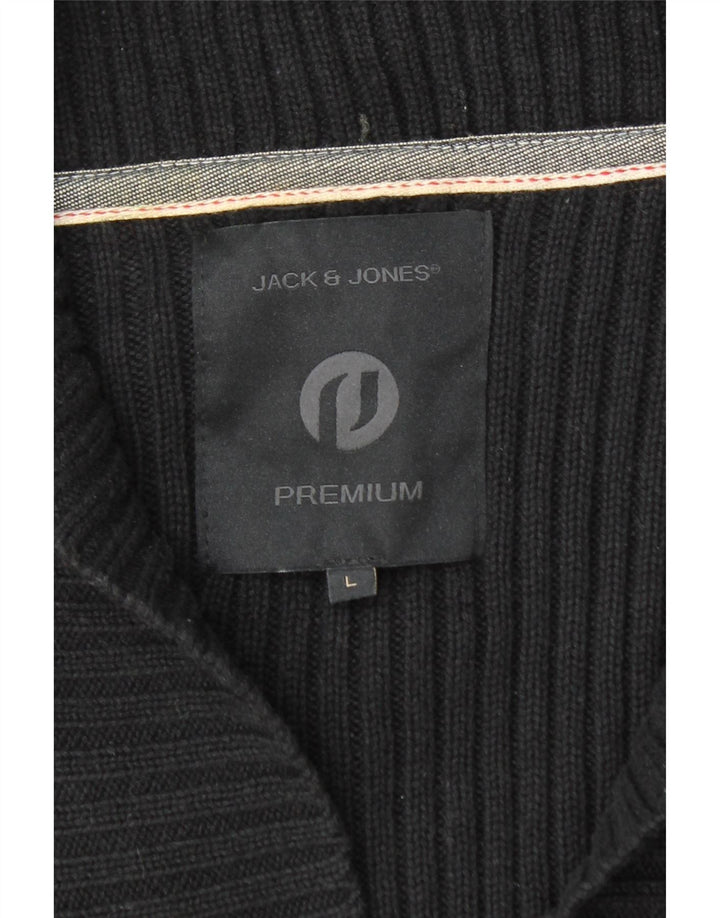 Мужской кардиган Jack & Jones, большой черный хлопковый свитер