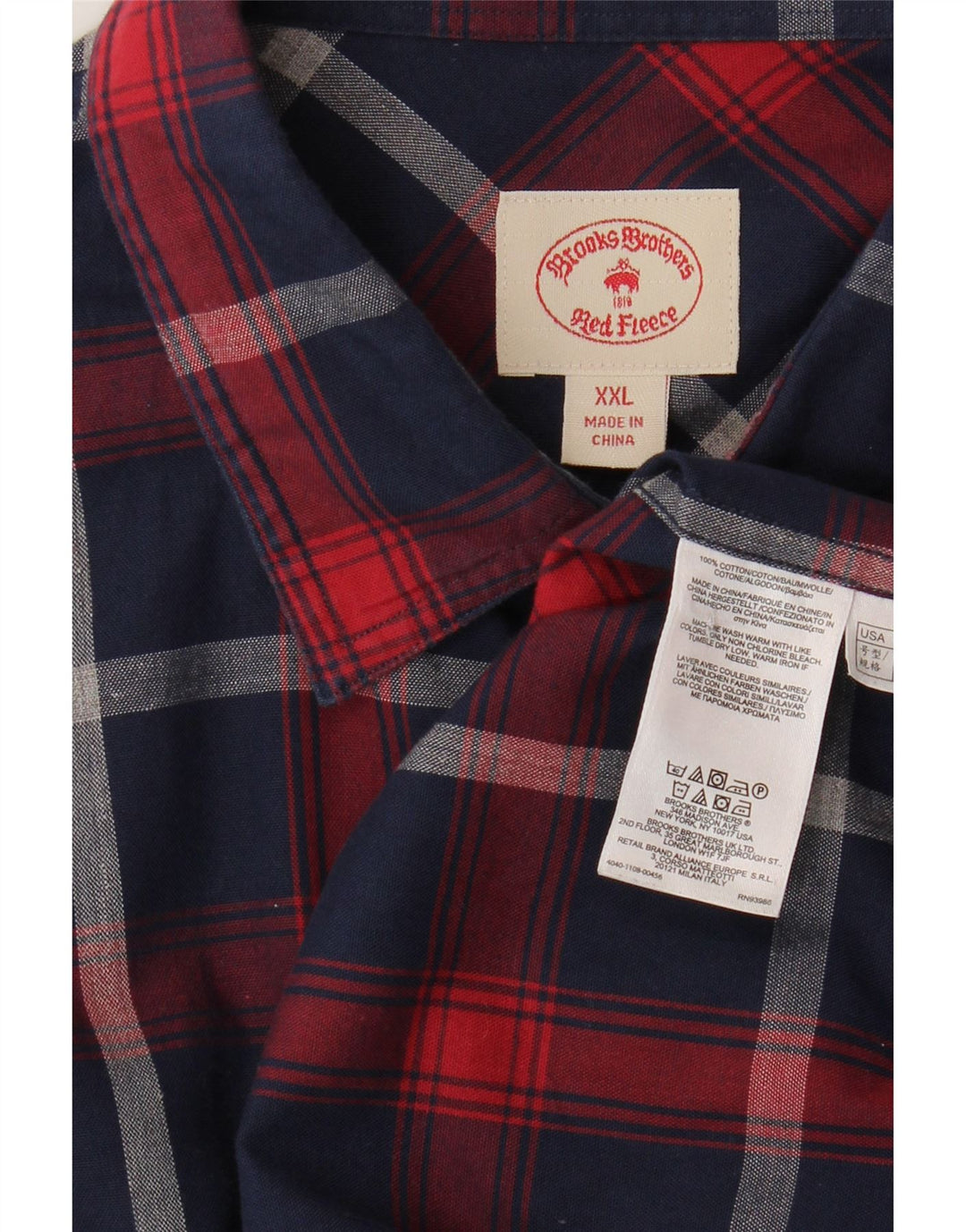 Мужская рубашка Brooks Brothers 2XL темно-синяя клетка в клетку хлопок