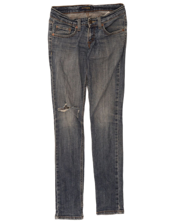 Женские джинсы скинни Levi's 524 Too Superlow с потертостями США 0 XS W30 L30 Синие