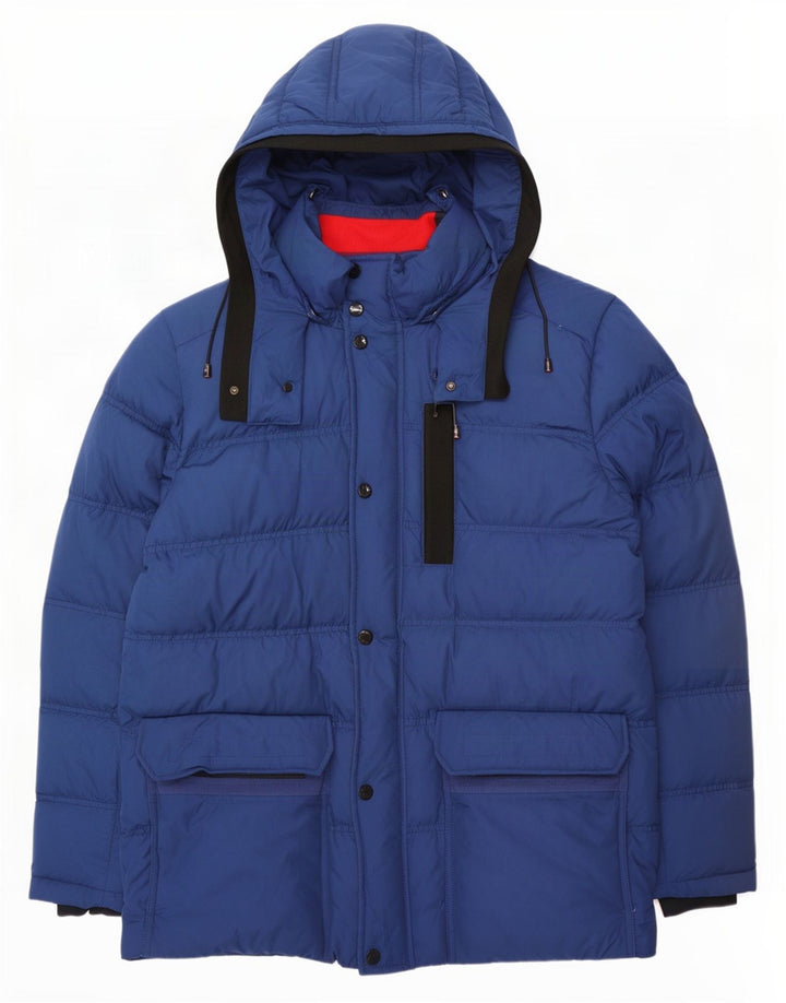 Мужская утепленная куртка с капюшоном Tommy Hilfiger UK 40, большая синяя полиэстер