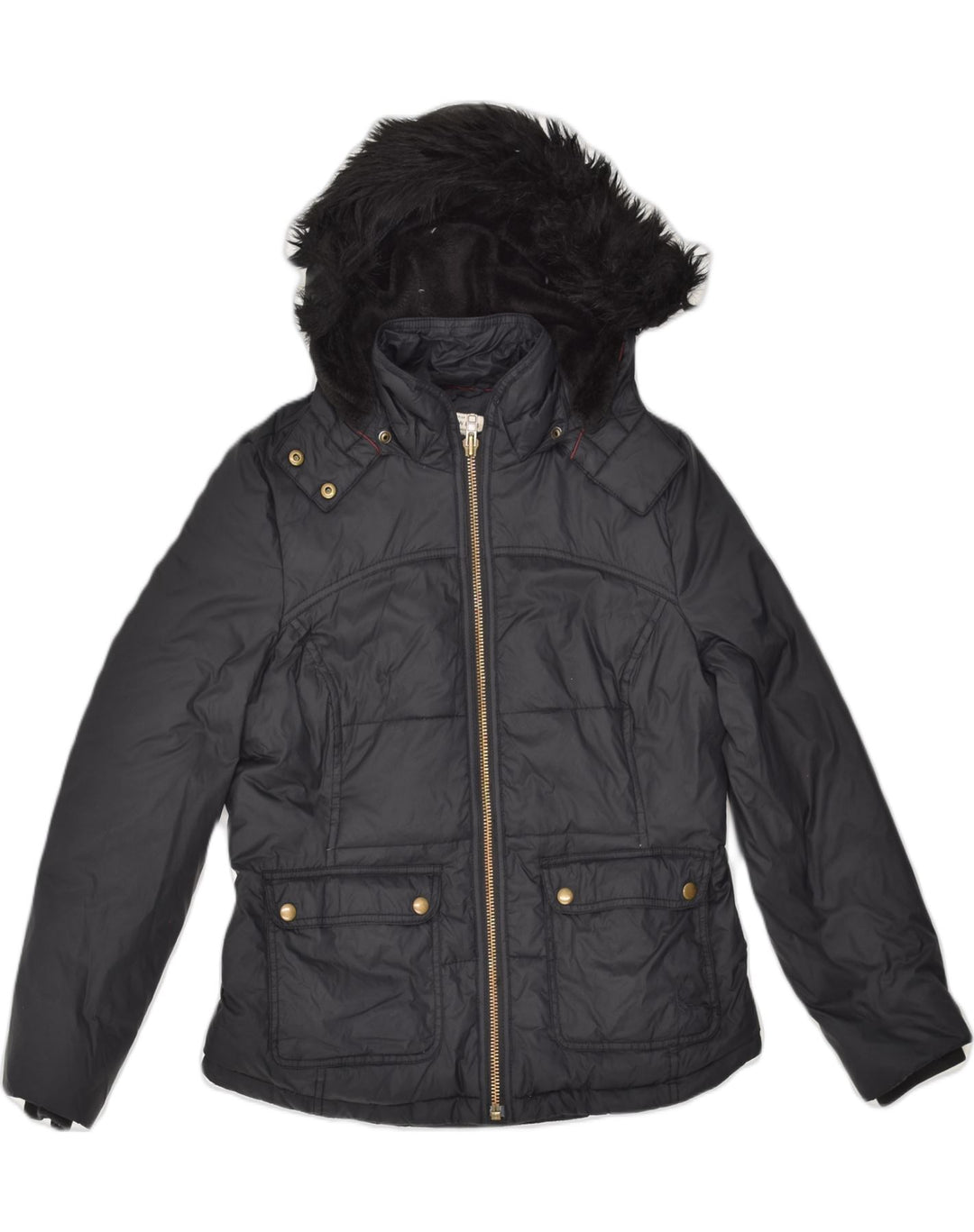 JACK WILLS Womens Hooded Padded Jacket UK 12 Medium Black Nylon | Vintage Jack Wills | Thrift | Second-Hand Jack Wills | Used Clothing | Messina Hembry 