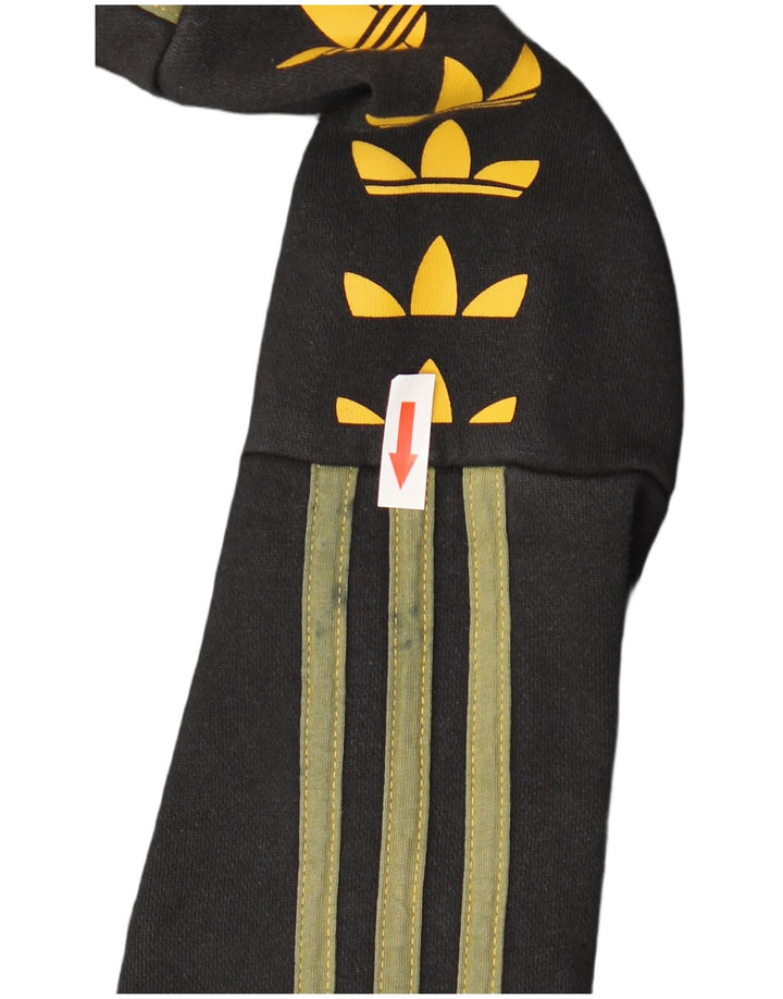 Мужской джемпер с капюшоном ADIDAS, черный, хлопковый, среднего размера