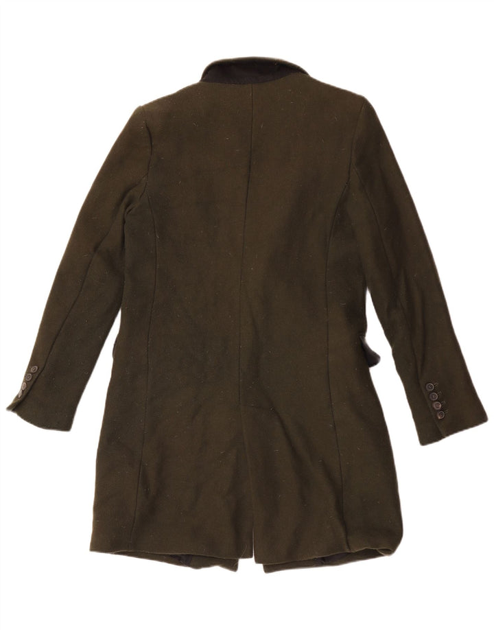 Zara Womens Overcoat UK 10 Small Khaki Wool