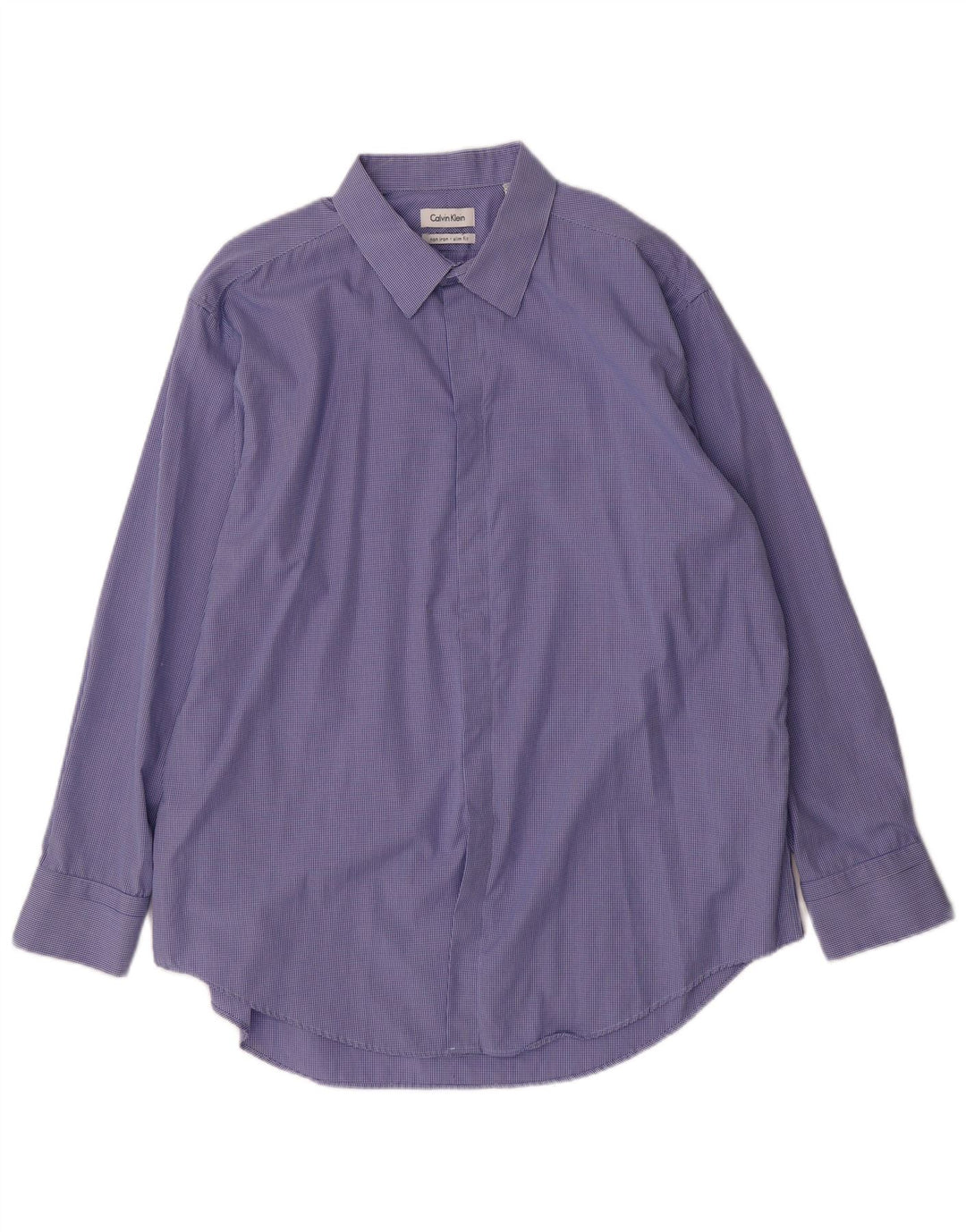 Мужская рубашка приталенного кроя CALVIN KLEIN, размер 17 1/2 XL, синяя клетка, хлопок