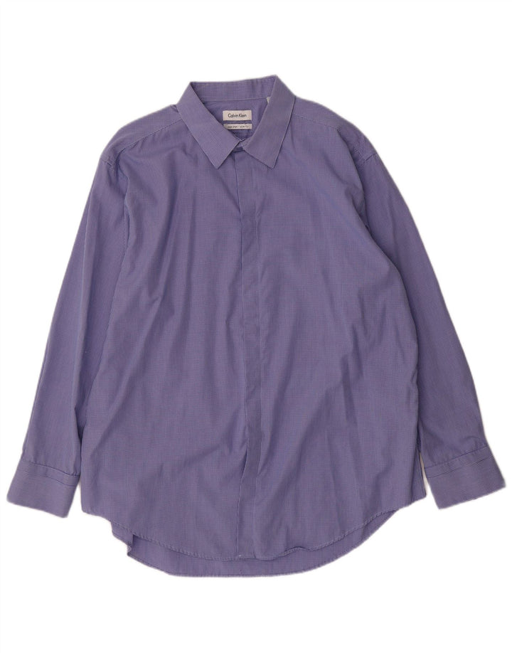 Мужская рубашка приталенного кроя CALVIN KLEIN, размер 17 1/2 XL, синяя клетка, хлопок