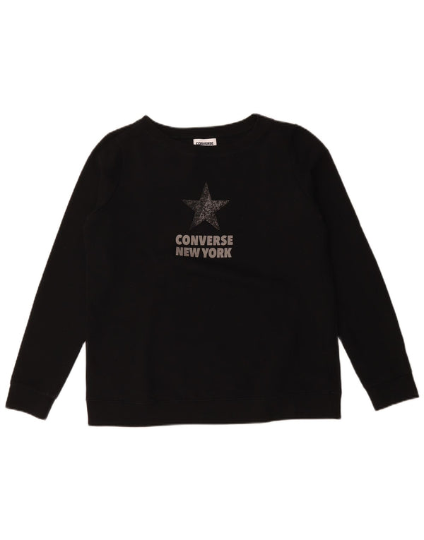 Женский свитер с рисунком Converse UK 14, средний черный хлопковый джемпер