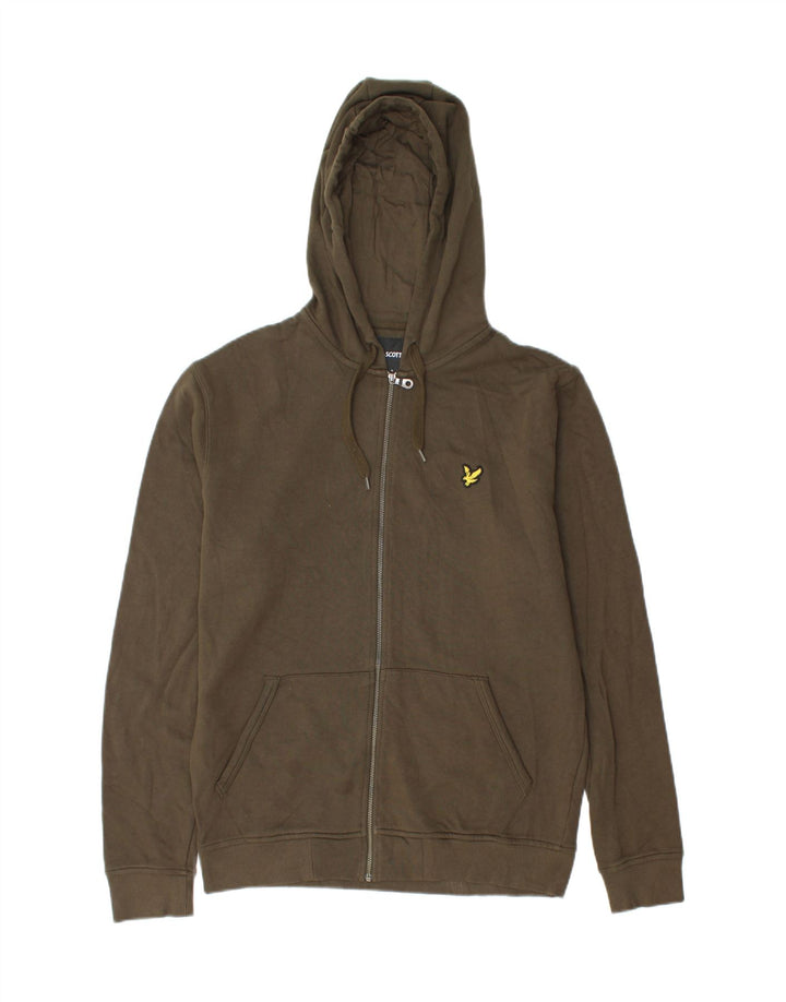 Мужской свитер с капюшоном на молнии Lyle & Scott, средний цвет, хаки, хлопок