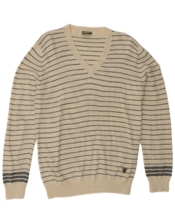 Мужской джемпер с v-образным вырезом DATCH XL, акрил в белую полоску